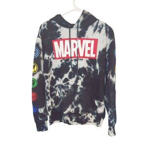 Marvel Tie-Dye Hoodie Block Logo With Avengers Sleeve Graphics Size M